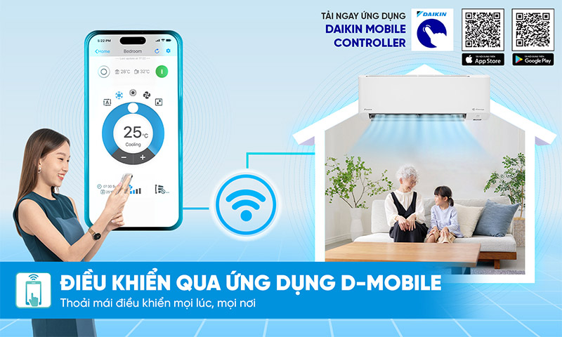Ứng dụng D-Mobile cho phép người dùng điều khiển máy lạnh từ xa dễ dàng