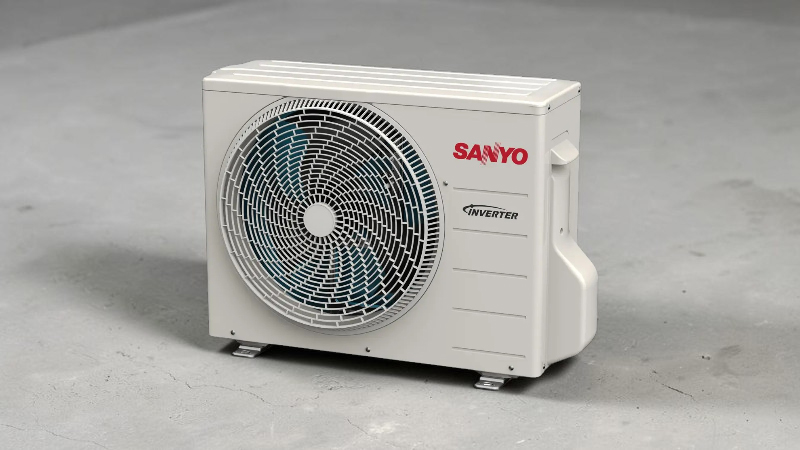 Xịt rửa cánh quạt và các khe dàn nóng máy lạnh Sanyo, tránh bo mạch