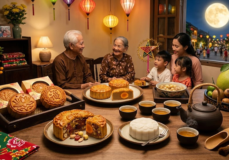 Hộp bánh Trung thu và Trà ngon