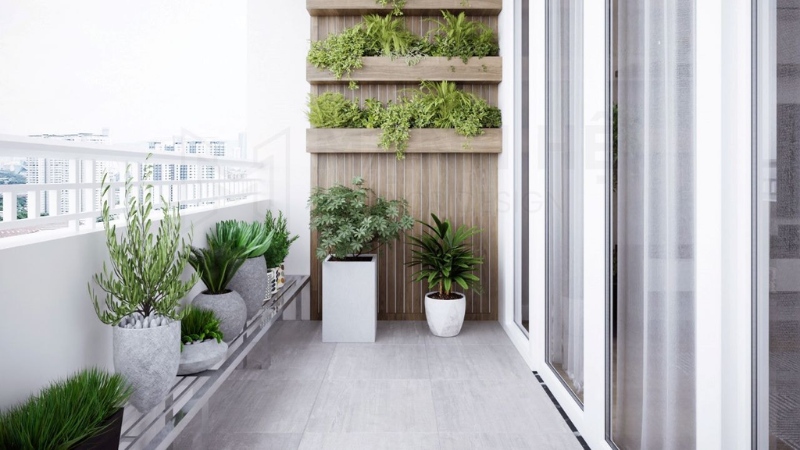 Không gian ban công căn hộ chung cư thích hợp để bày mâm cúng giao thừa