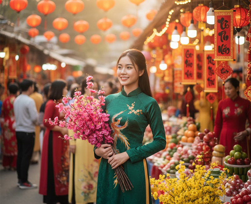 Caption ngắn gọn đăng ảnh áo dài Tết