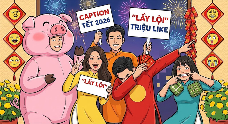 Caption Tết 2026 hài hước
