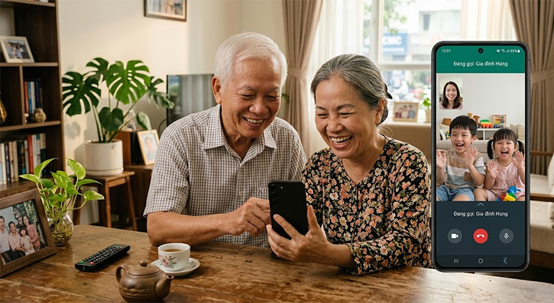 Điện thoại thông minh giúp ông bà dễ dàng gọi video call cho con cháu