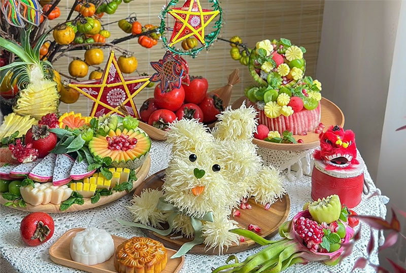 Bày mâm ngũ quả sáng tạo