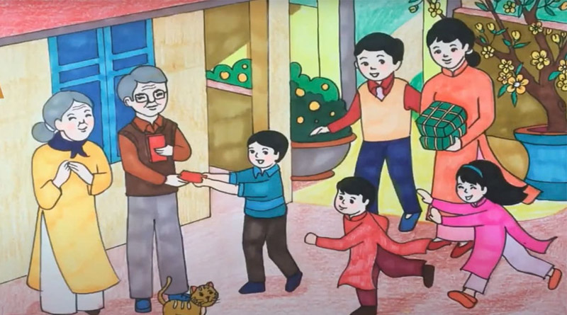 Mẫu vẽ tranh chúc Tết truyền thống dành cho bạn