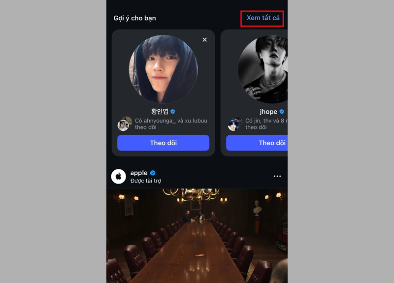 Quay lại trang cá nhân Instagram, tìm đến mục Gợi ý cho bạn