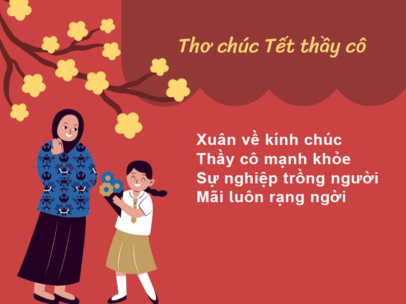 Bài thơ chúc Tết thầy cô cho bé dễ thuộc
