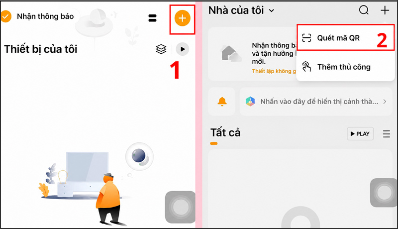 Quét mã QR được in trên thân camera hoặc trên hộp sản phẩm