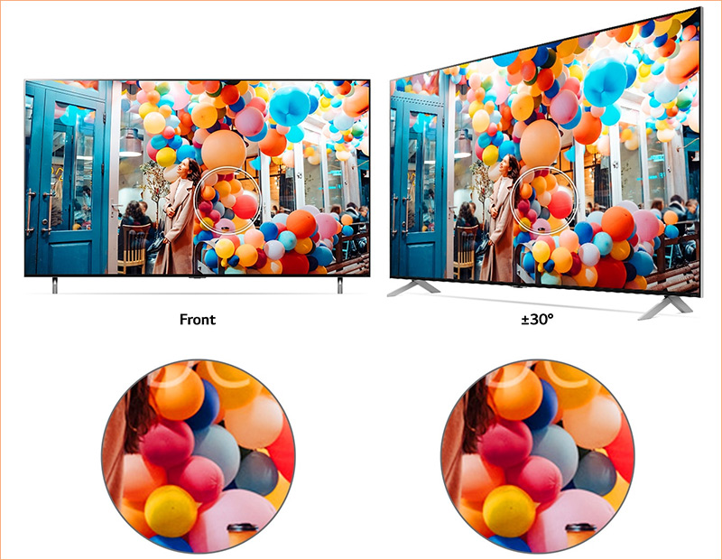 Tivi LG QNED hỗ trợ góc nhìn rộng