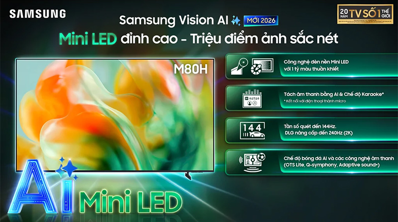 Smart AI Tivi Samsung Mini LED 4K 85 Inch UA85M80HA
