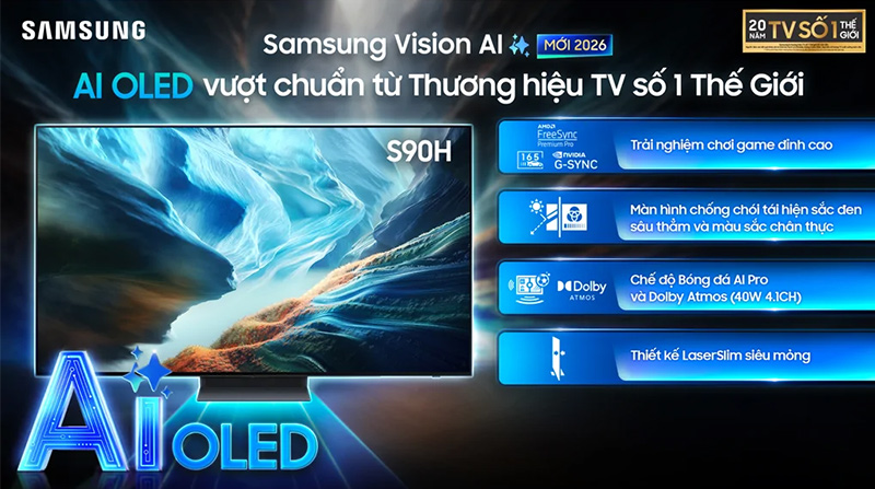 Smart Tivi Samsung OLED 4K Vision AI 55 Inch QA55S90HA