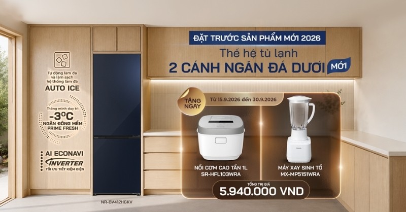 Đặt trước tủ lạnh 2 cánh ngăn đá dưới mới 2026 Panasonic