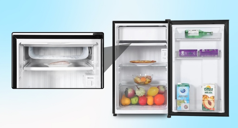 Tủ Lạnh Aqua 90 Lít AQR-D100FA(BS) có ngăn đá nắp đậy