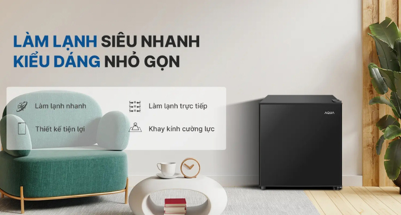 Tủ Lạnh Aqua AQR-D60FA(BS) nhỏ gọn