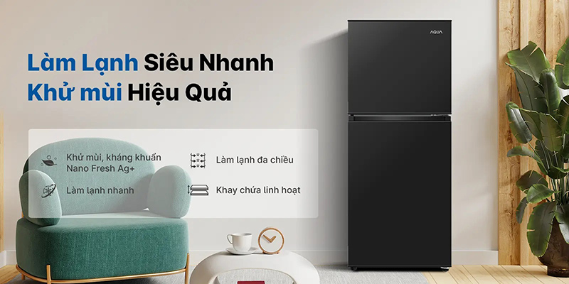 Tủ Lạnh ngăn đông trên Aqua 130 Lít AQR-T160FA(BS)