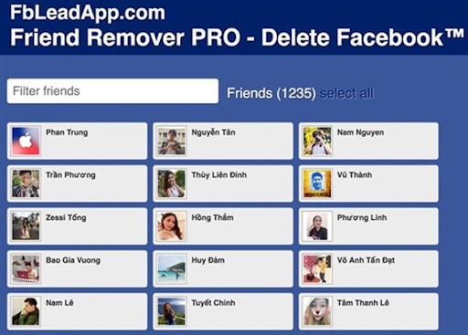 Lọc đồng minh ko tương tác bên trên Facebook vì thế Friend Remover Pro