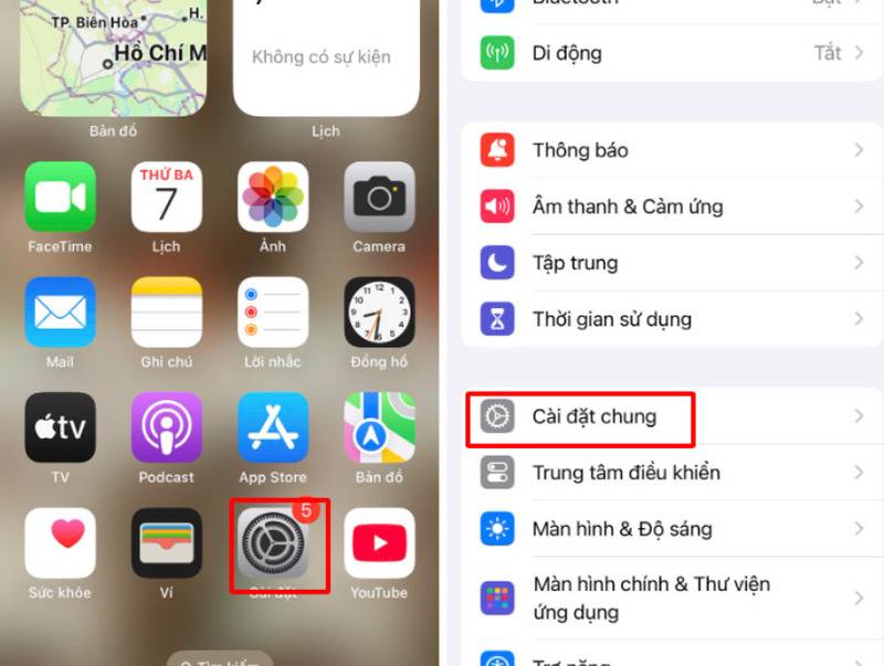 Mở Cài đặt và chọn Cài đặt chung