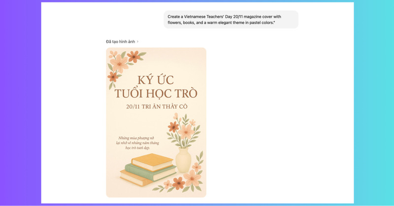 Thiết kế bìa tập san 20/11 do AI tạo ra