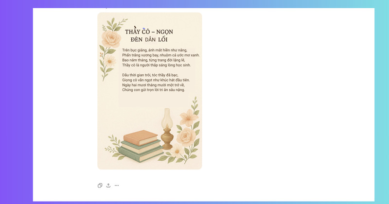 Nội dung bài thơ và mẫu thiết kế do AI tạo ra