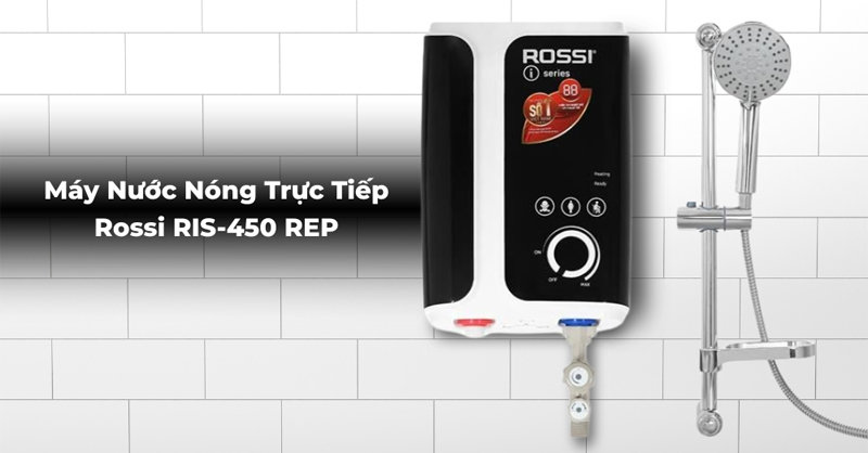 Máy nước nóng Rossi RIS-450 REP có bơm trợ lực mạnh mẽ