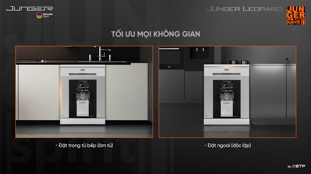 Máy rửa bát Junger DWJ-140 tối ưu không gian