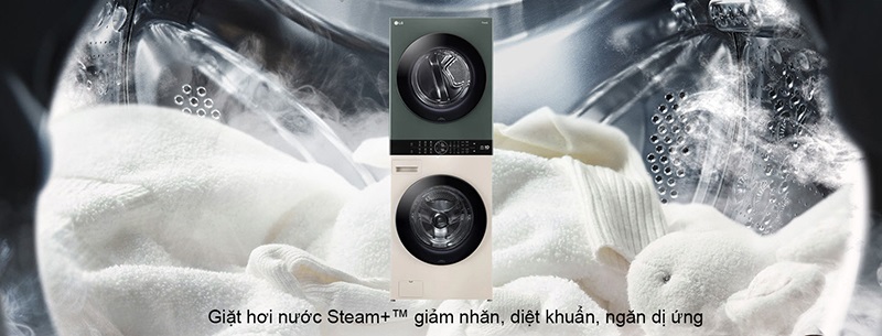 Loại bỏ chất gây dị ứng, quần áo mềm mại hơn với giặt hơi nước Steam+