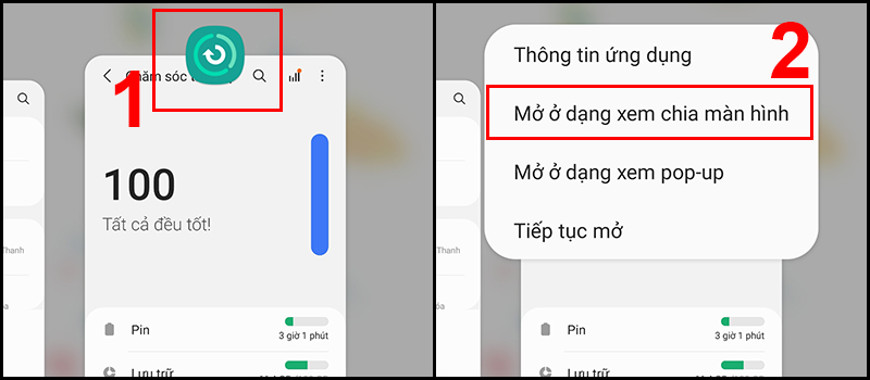 Mở 2 màn hình trên điện thoại Samsung