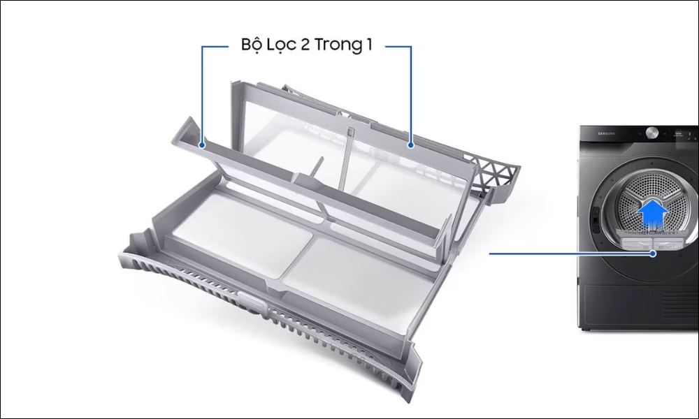 Bộ lọc xơ vải 2 Trong 1 của Máy Sấy Samsung DV90T6240LB/SV