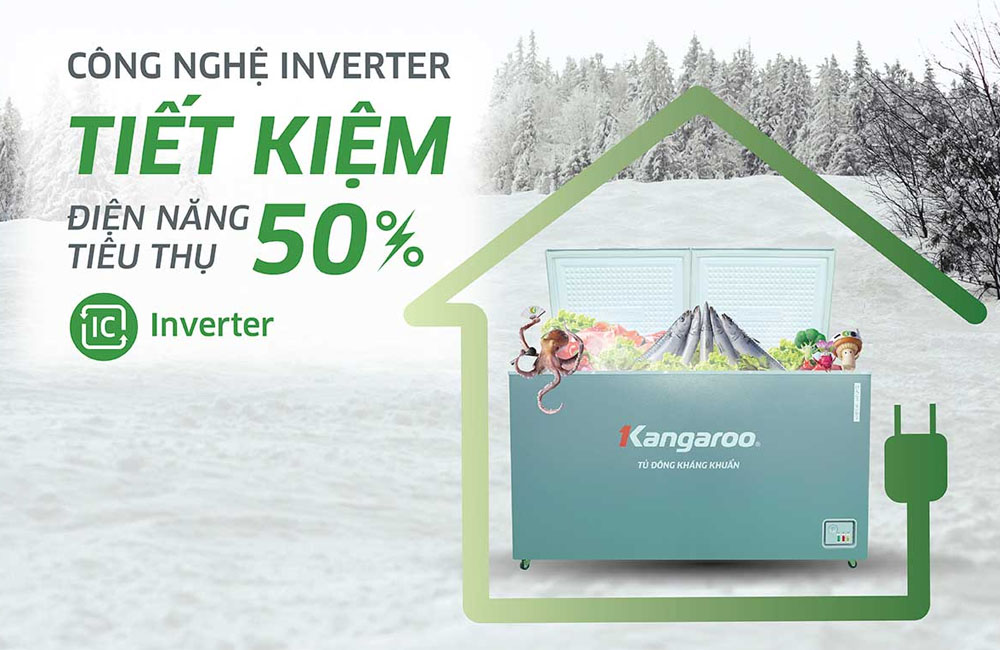 Tủ Đông Kangaroo Inverter 430 Lít KGFZA430IG1 tiết kiệm điện hiệu quả