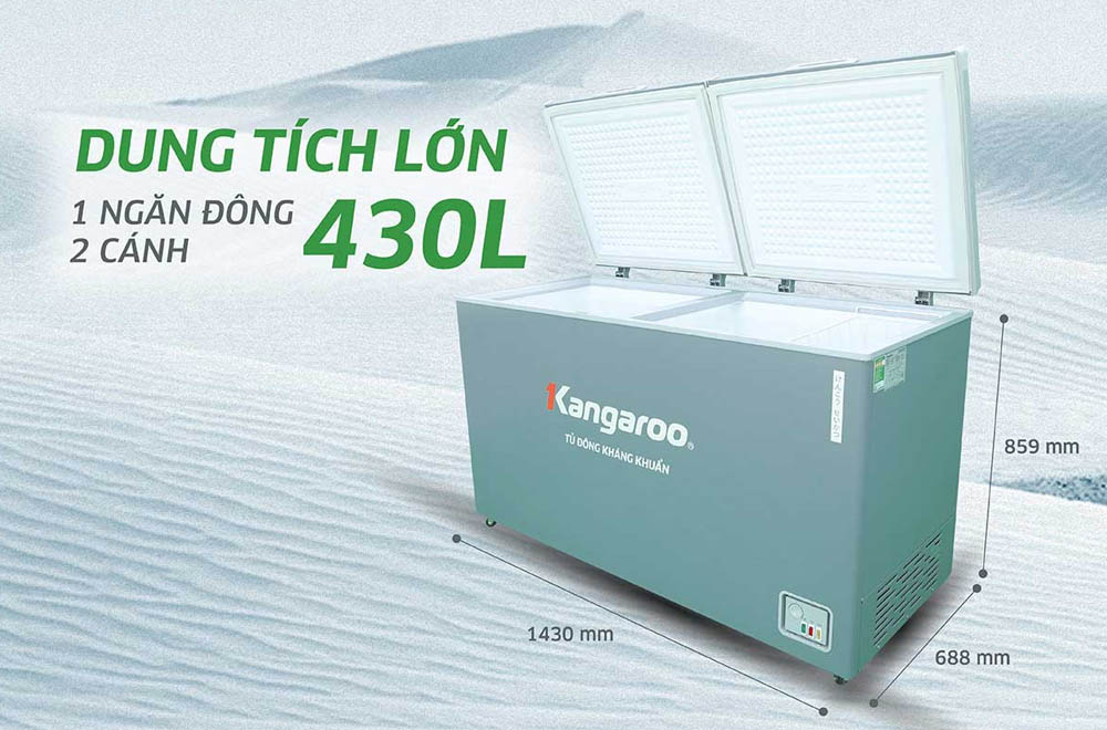 Tủ Đông Kangaroo Inverter 430 Lít KGFZA430IG1 có dung tích lên đến 430 lít