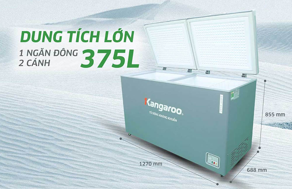 Tủ Đông Kangaroo Inverter KGFZC375IG1 có dung tích đến 375 lít