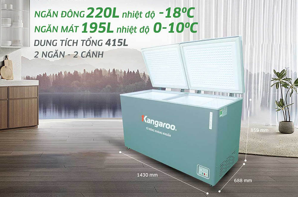 Tủ Đông Mát Kangaroo KGFZA415IG2 có dung tích lên đến 415 lít