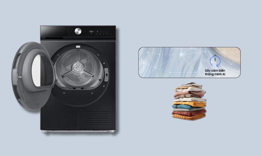 Công nghệ sấy thông minh AI Dry trên Máy Sấy Bơm Nhiệt DV10BB9440GBSV