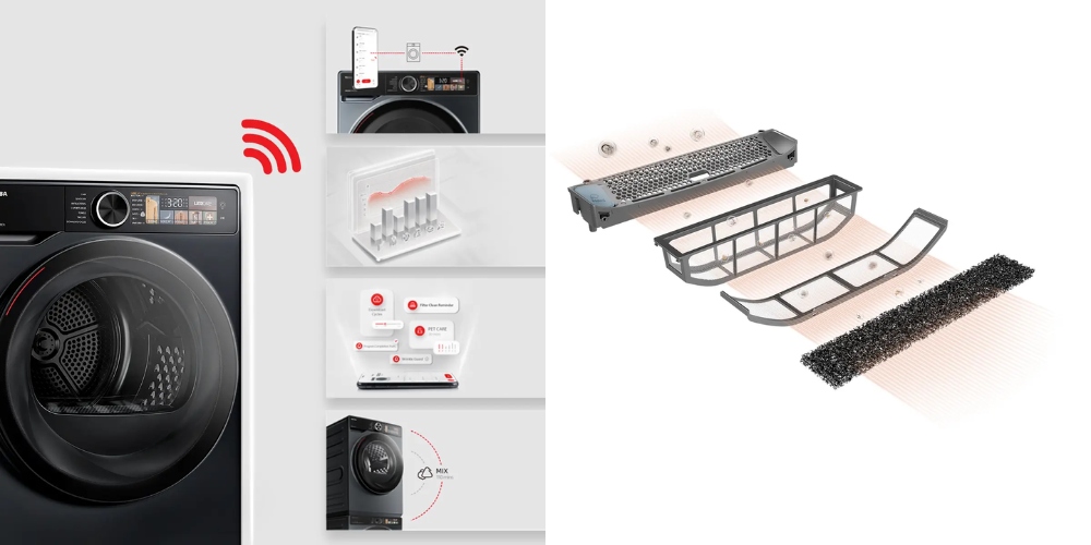 Điều khiển máy sấy TD-T25BS110HWV(MG) từ xa qua ứng dụng TSmartLife và bộ lọc 4 lớp