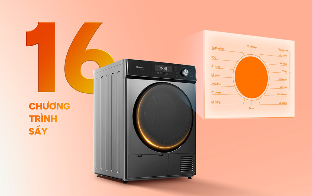 Máy Sấy Bơm Nhiệt Casper TD-P9HG1 sấy đa dạng quần áo