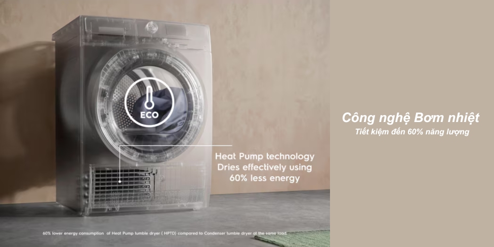 Máy Sấy Electrolux EDH902R9SC sấy bơm nhiệt tiết kiệm điện
