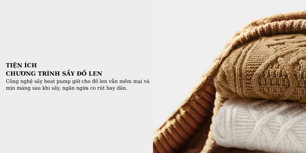 Máy sấy Toshiba với chương trình sấy đồ len