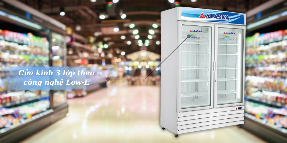 Tủ đông Alaska IF-700G2 có 2 cửa bằng kính 3 lớp theo công nghệ Low-E