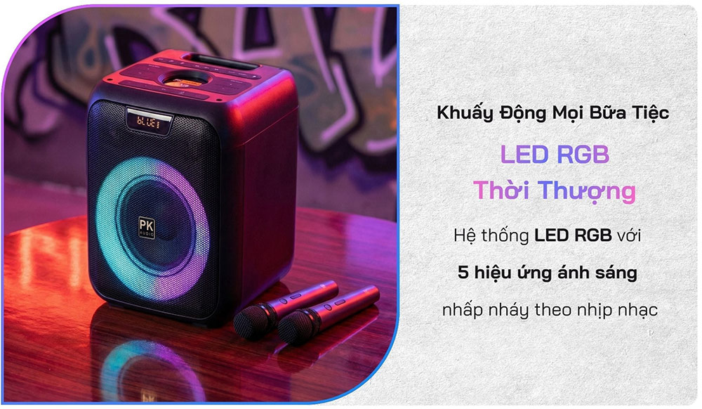 Tích hợp đèn LED RGB loa Karaoke di động xách tay Platinum CX15