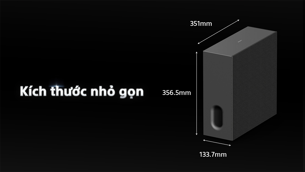 Chiều ngang nhỏ hơn so với nhiều dòng loa sub trên thị trường hiện nay