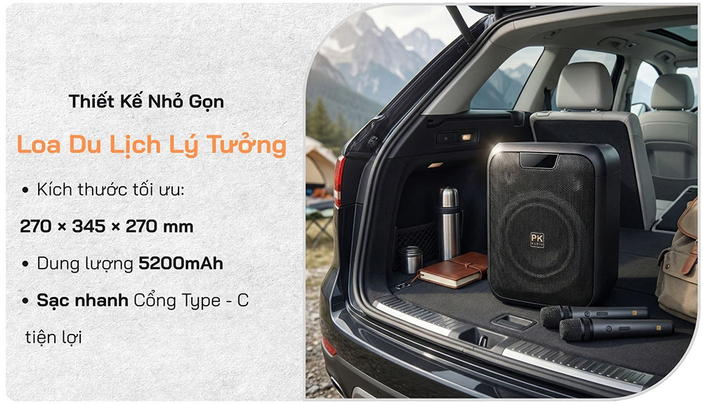 Thiết kế nhỏ gọn loa Karaoke di động xách tay Platinum CX15