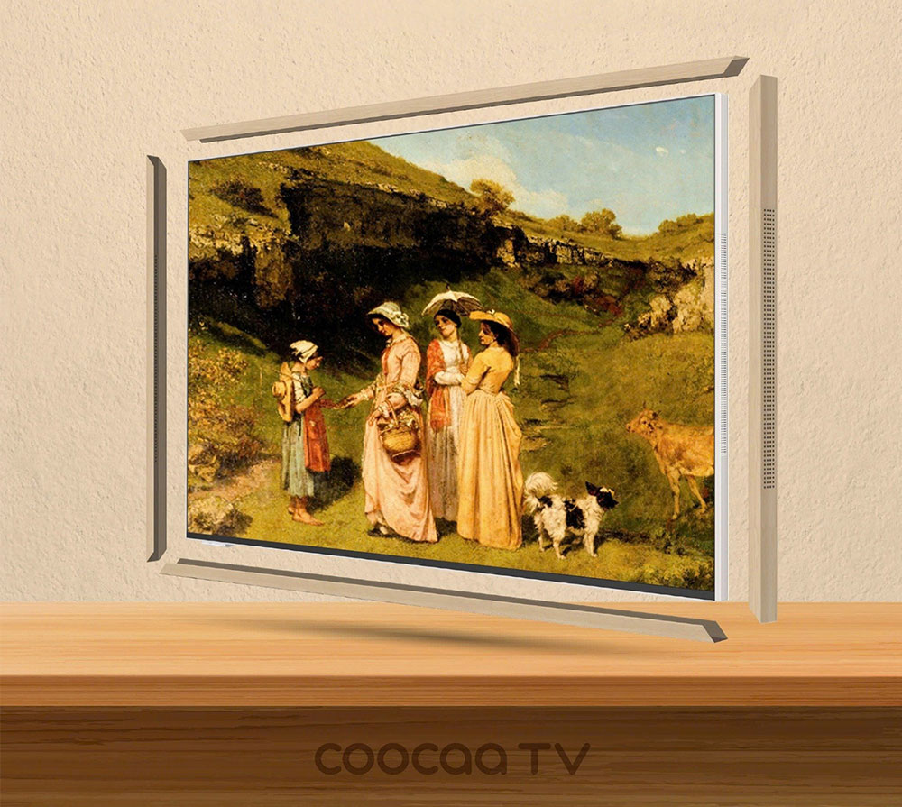Thiết kế sang trọng khung tranh Coocaa TV 55 Inch vân gỗ sáng