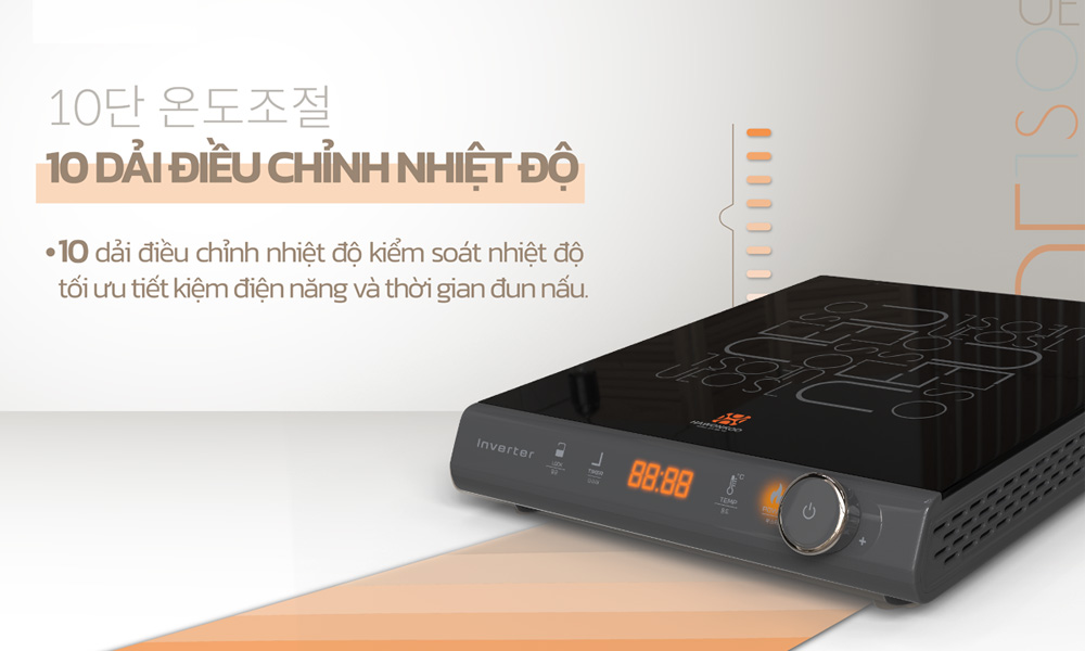 10 dải điều chỉnh nhiệt độ phù hợp mọi chế độ nấu 