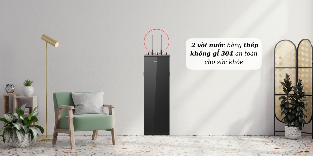 2 vòi nước bằng thép không gỉ 304 trên Philips ADD8912/74