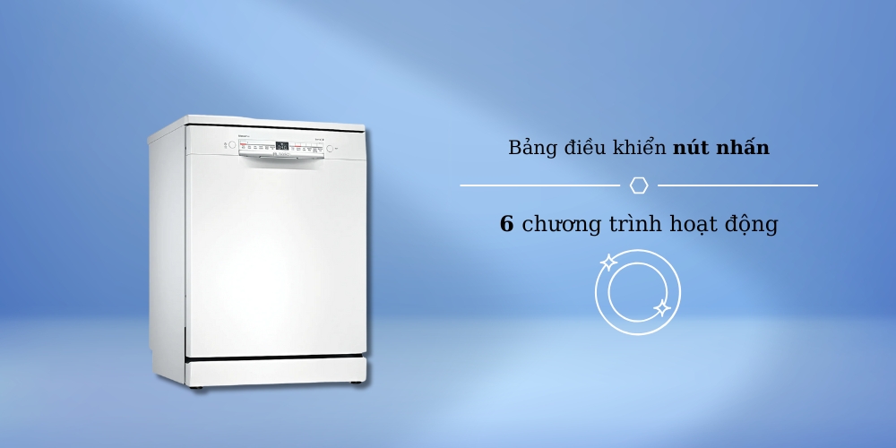 6 chương trình của Máy Rửa Bát SMS2IVW01P được điều khiển bằng nút nhấn