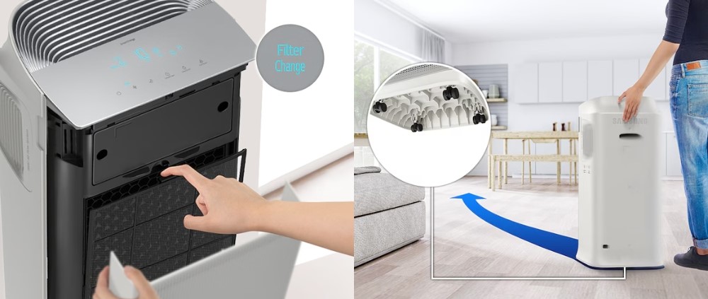 Cảnh báo thay bộ lọc và bánh xe dễ dàng di chuyển của Samsung AP70F06103RGSV