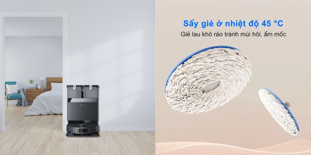 Ecovacs Deebot T30C với thiết kế tròn nhỏ gọn, gam màu đen sang trọng