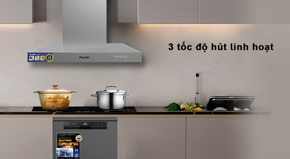 Linh hoạt điều chỉnh tốc độ của Máy hút mùi Funiki HKH9668