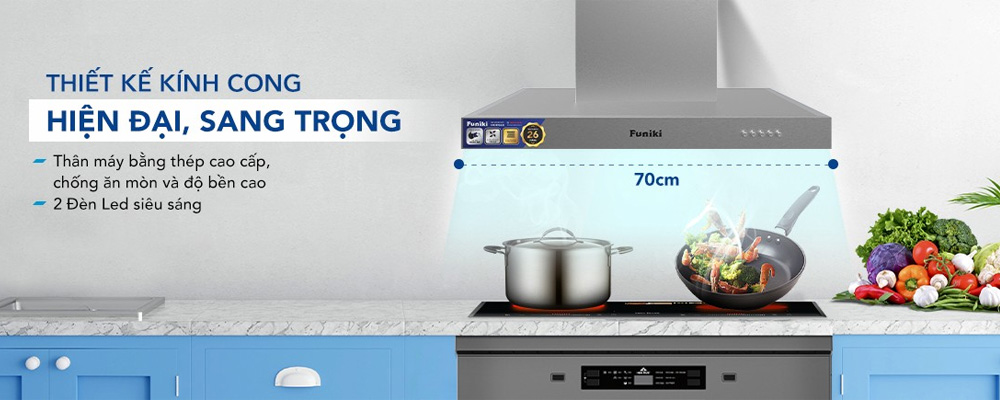 Thiết kế sang trọng của Máy hút mùi Funiki HKH9668