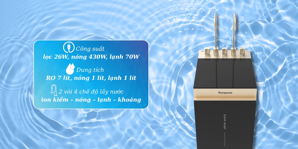 Máy Lọc Nước Kangaroo KGRP13A201E3 có 2 vòi 4 chế độ lấy nước